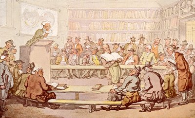 An 18th century auction room, from The Connoisseur Magazine, published 1902 by Thomas Rowlandson